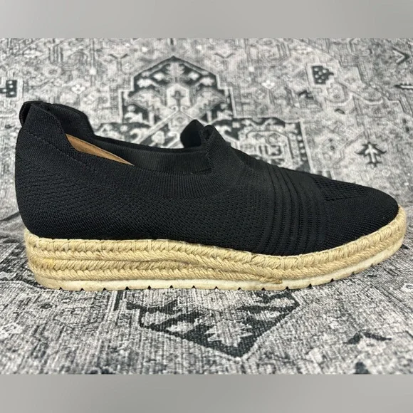 Adrienne Vittadini Sport Black Slip On Flat Niko Espadrilles Women's Size 10 - Picture 2 of 8
